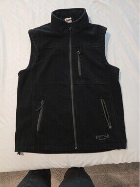 RedHead Brand Fleece Vest Mens Size Medium Black Full Zip Pockets Sleeveless